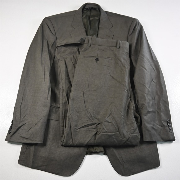 Pronto Uomo 42R 36x30 Green Check Couture 100% Wool Mens Jacket‎ Pants Suit